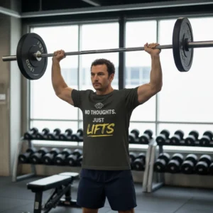 No Thoughts Just Lifts t-shirt with funny lifting quote for gym and fitness lovers No Thoughts Just Lifts T-Shirt | Funny Gym Workout Tee